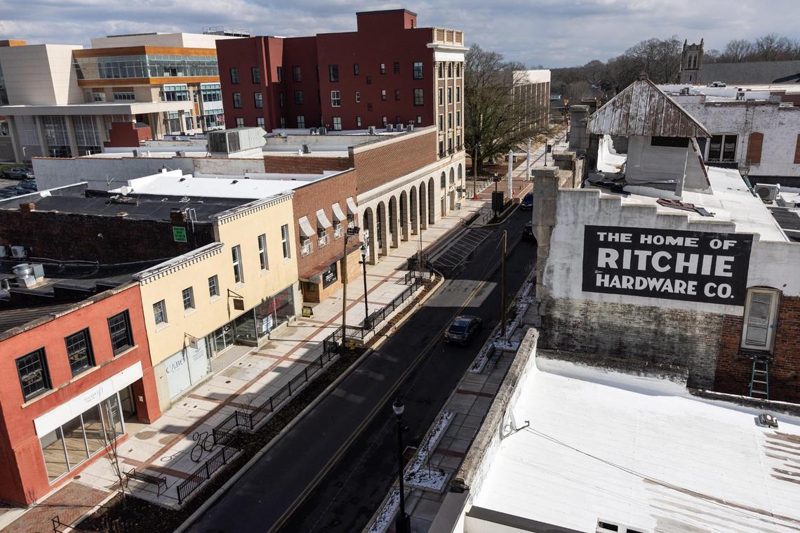 Union Street in downtown Concord as seen from the new rooftop space at Novi Lofts.