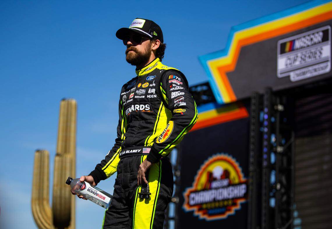 Nov 5, 2023; Avondale, Arizona, USA; NASCAR Cup Series driver Ryan Blaney during the Championship Race at Phoenix Raceway.