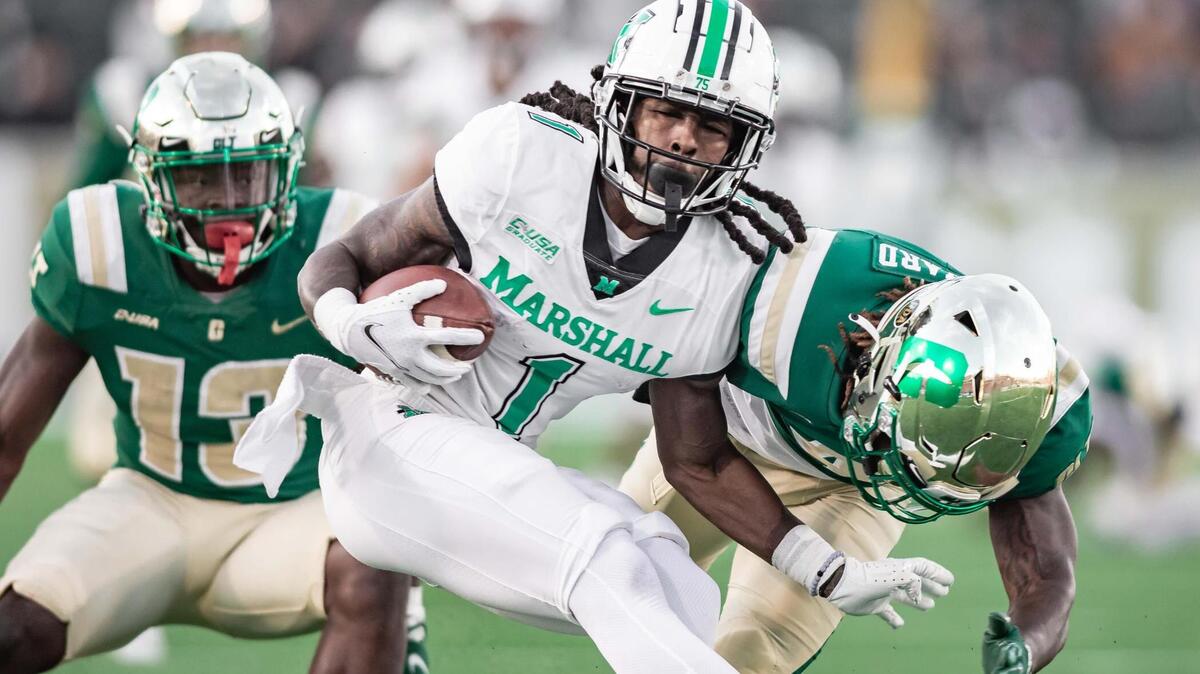 Charlotte’s Briston Bennett gets the open field tackle. Charlotte would host Marshall Saturday November 20, 2021.
