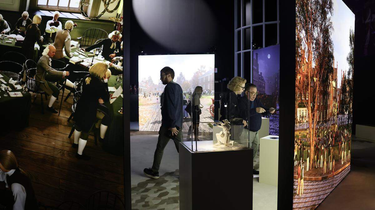 The Charlotte Museum of History is showcasing the “American Revolution: The Augmented Exhibition," shown here on Tuesday, April 7, 2026.  This immersive, technology-driven experience uses augmented reality and video game technology to bring the defining moments of the American Revolution to life.