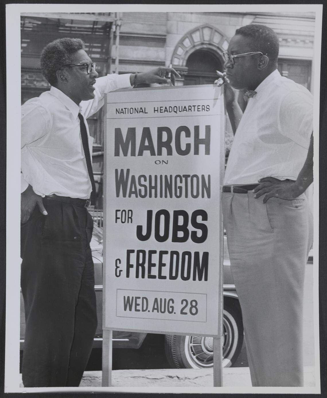 Bayard Rustin, left, a key March on Washington organizer, with Cleveland Robinson. This image is one of many in “Men of Change,” coming this season to the Gantt Center in collaboration with the Levine Museum.