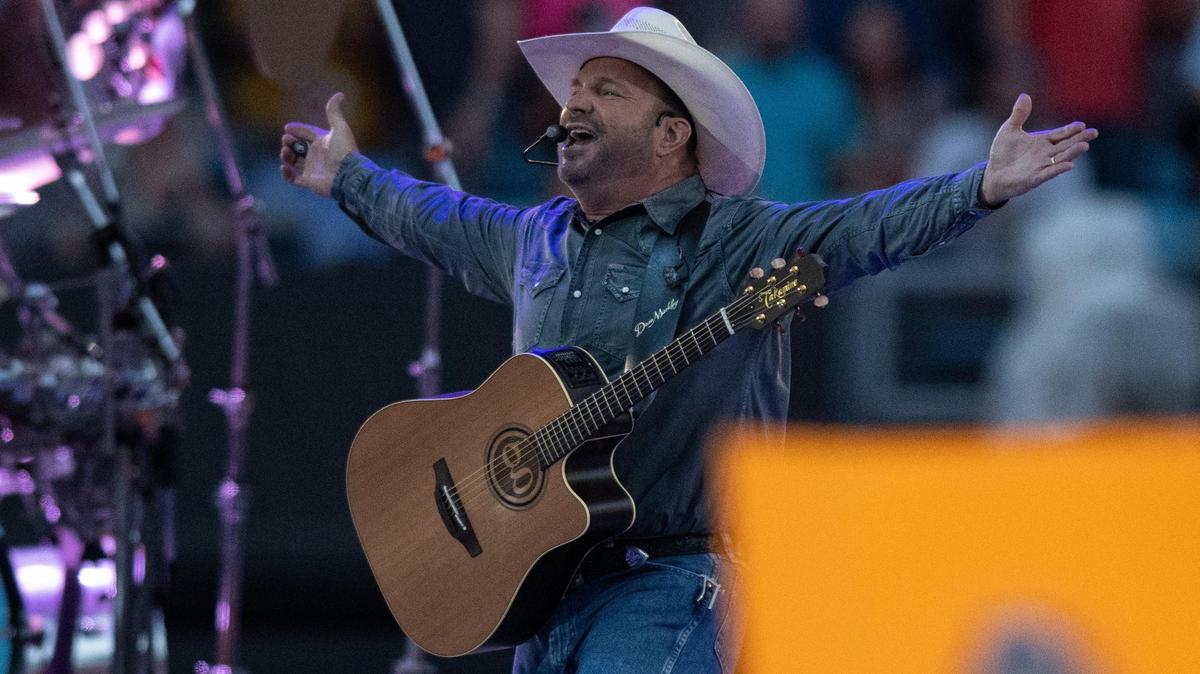 Garth Brooks performs live before a packed lower-bowl crowd at the Bank of America Stadium Friday, July 15, 2022.