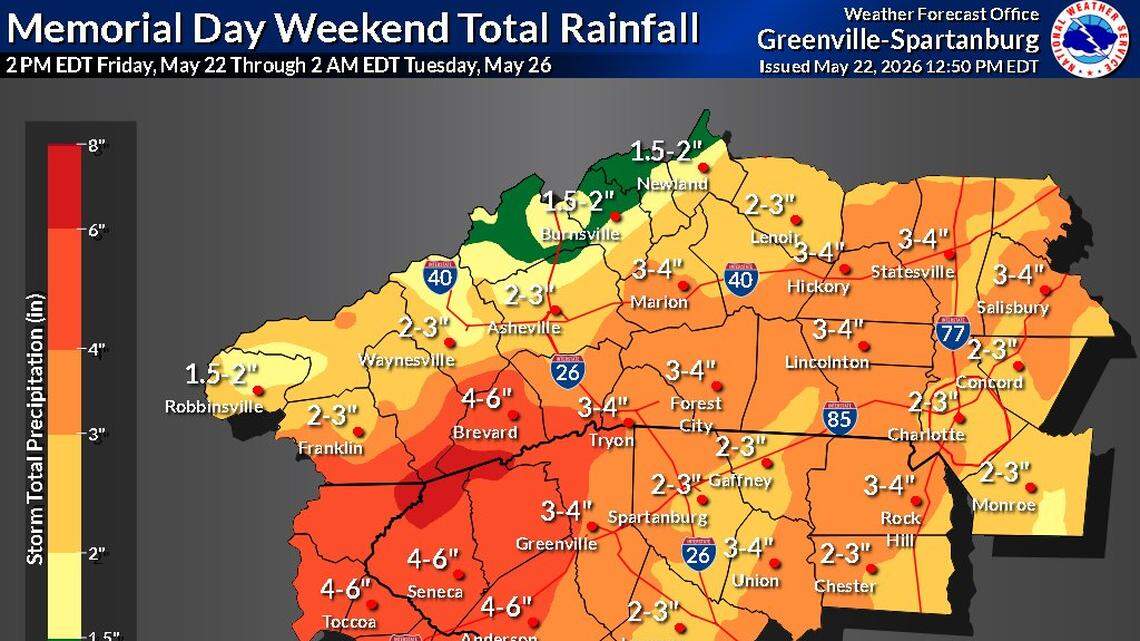 Stormy weekend expected in latest Charlotte Memorial Day forecast