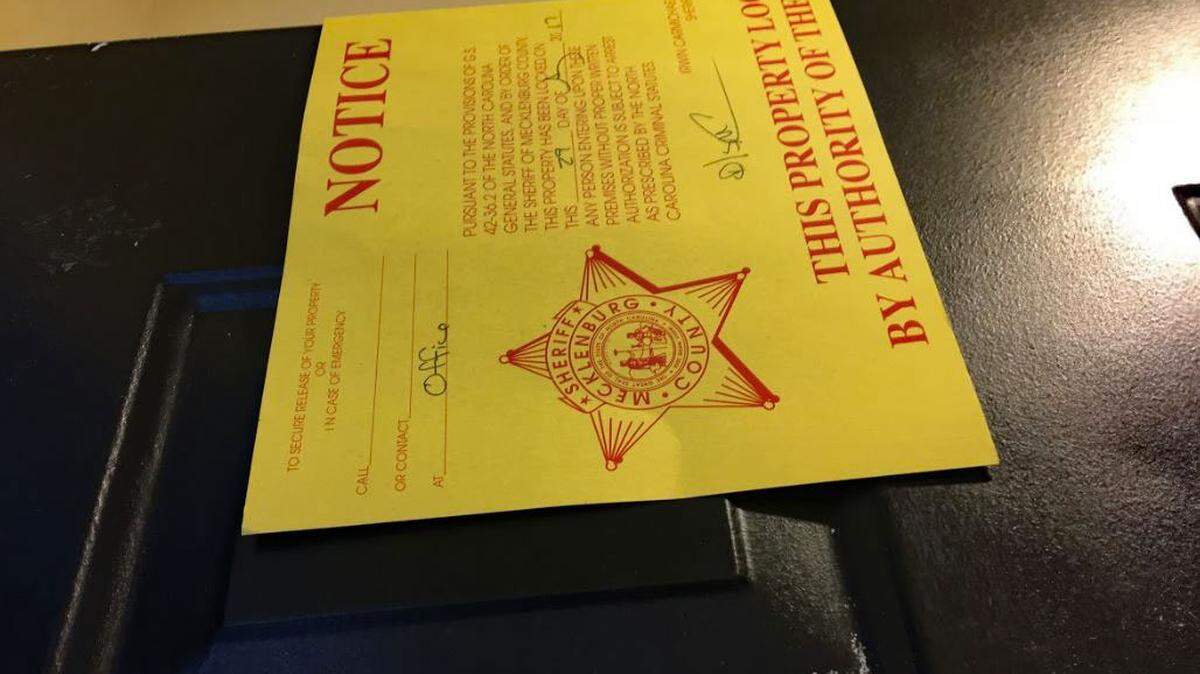  After a magistrate orders a tenant to be evicted, in a few days sheriff’s deputies arrive, the landlord changes the locks, and a sign is posted on the door.  