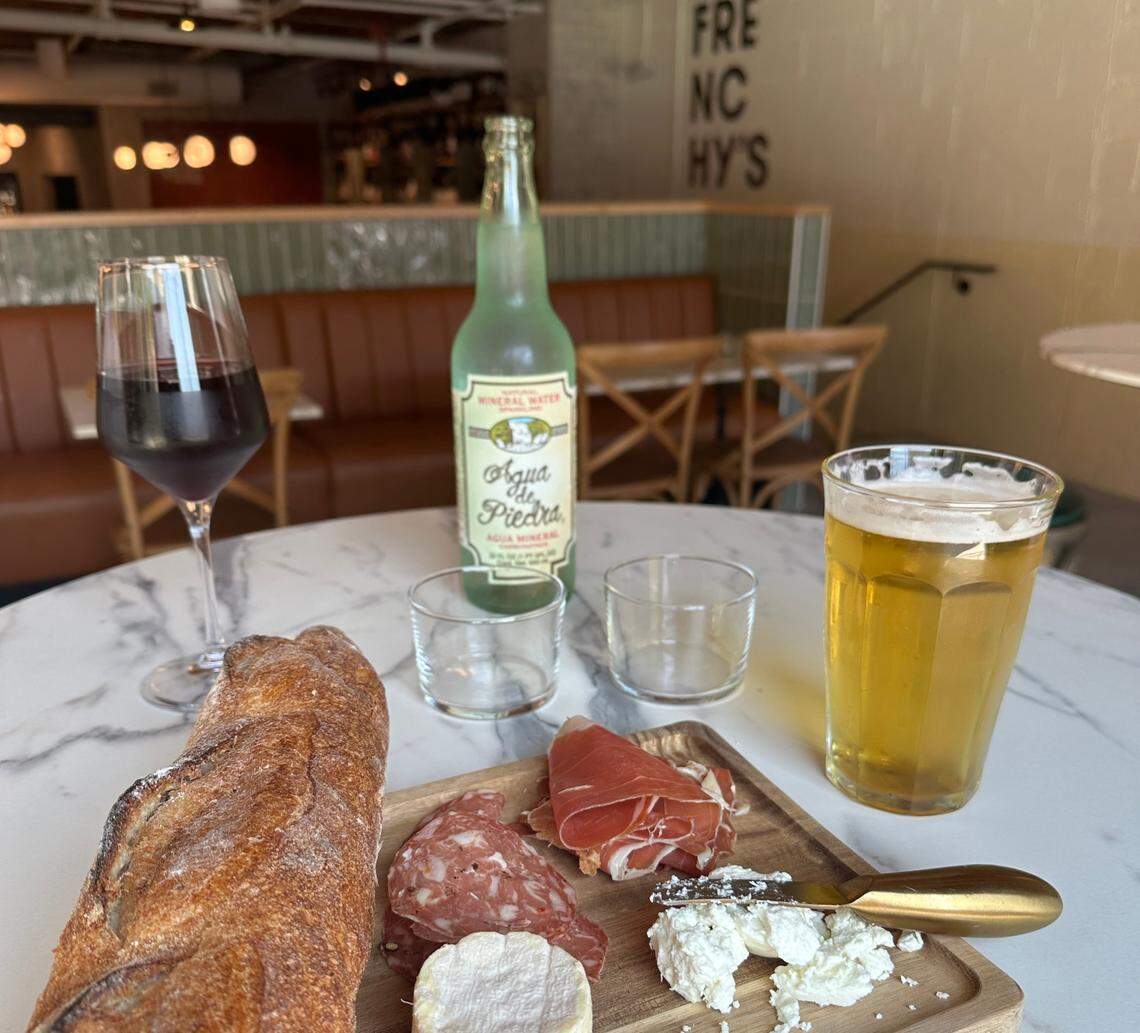 A charcuterie board and drinks at Frenchy’s in South End.