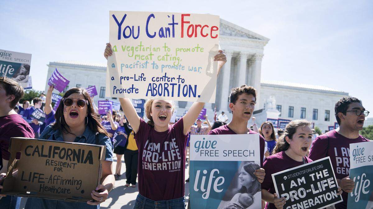 Demonstrators opposed to abortion outside the U.S. Supreme Court building this week.