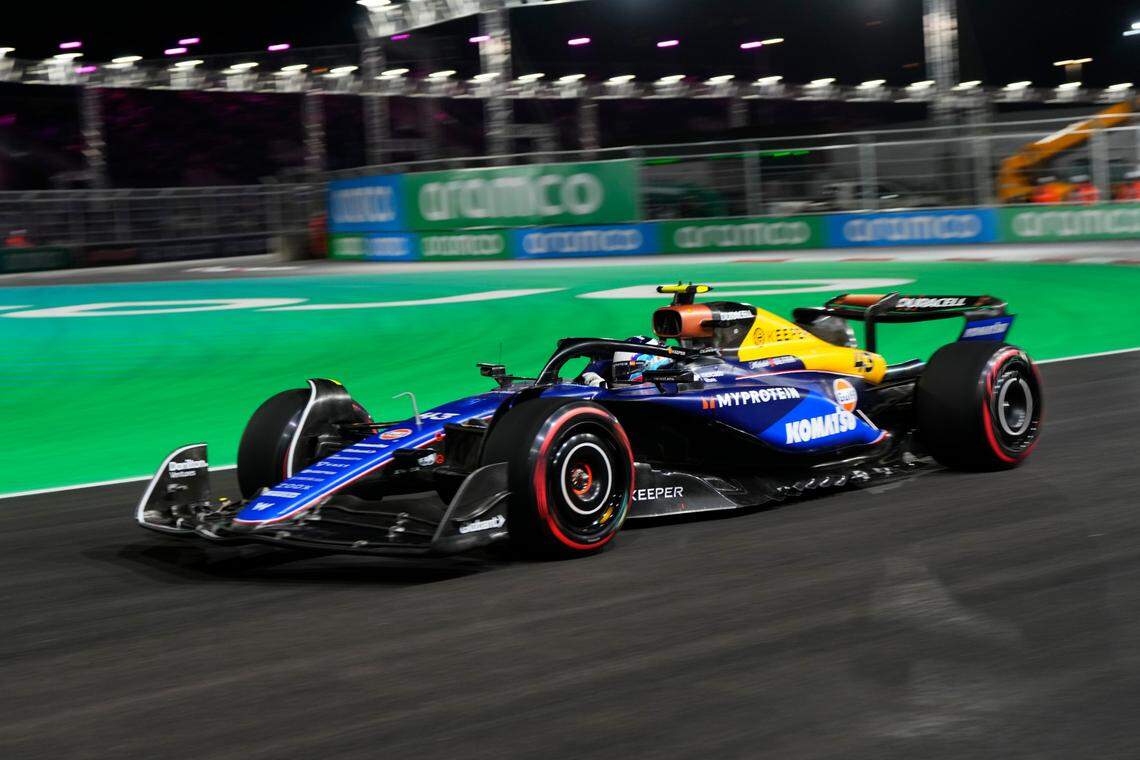 Cadillac F1 plans to invest between $75 million to $85 million to build a new Concord manufacturing facility, city records show. Shown, Williams Racing driver Franco Colapinto of Argentina (43) drives during qualifiers for the Formula 1 Heineken Silver Las Vegas Grand Prix 2024 at the Las Vegas Circuit Nov. 22, 2024.