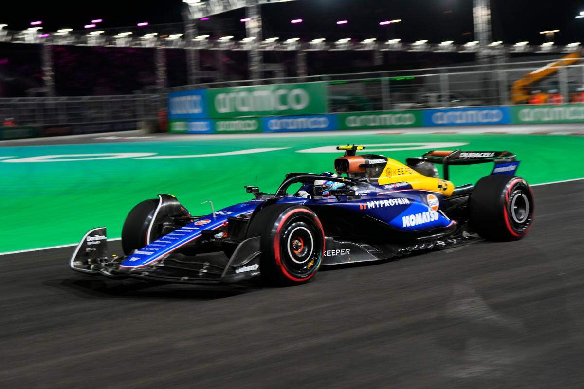 Cadillac F1 plans to invest between $75 million to $85 million to build a new Concord manufacturing facility, city records show. Shown, Williams Racing driver Franco Colapinto of Argentina (43) drives during qualifiers for the Formula 1 Heineken Silver Las Vegas Grand Prix 2024 at the Las Vegas Circuit Nov. 22, 2024.