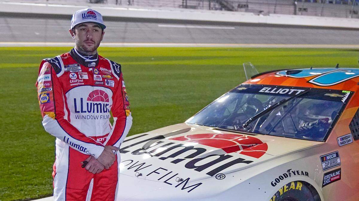 Chase Elliott waits on pit road before the start of the NASCAR Clash auto race at Daytona International Speedway, Tuesday, Feb. 9, 2021, in Daytona Beach, Fla. (AP Photo/John Raoux)