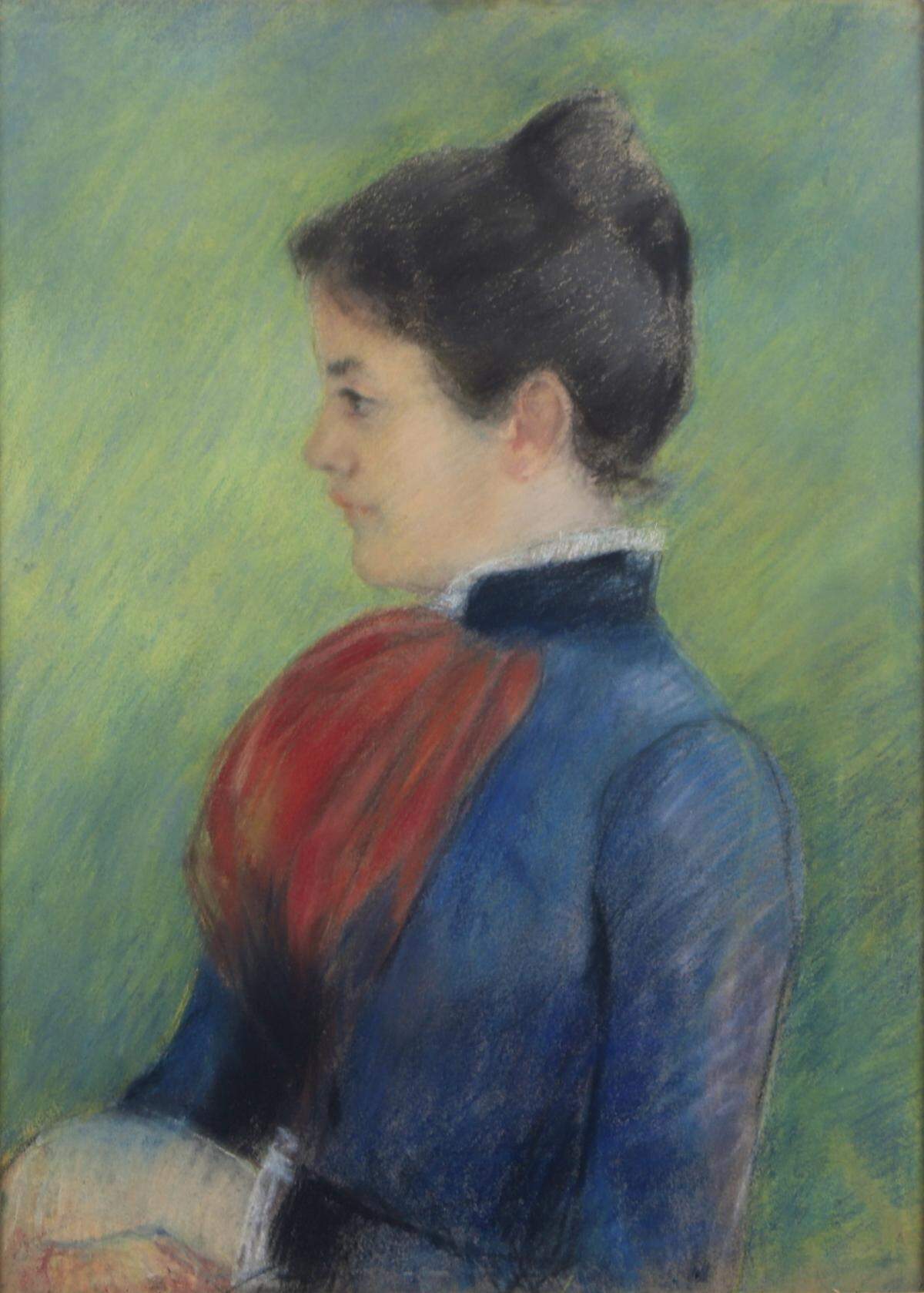 Mary Cassatt, “Portrait of a Woman Wearing a Red Jabot,” pastel on paper.