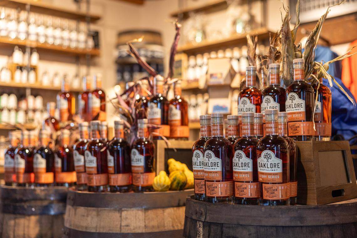 The tasting room at Oaklore Distilling Co. in Matthews, N.C., on Tuesday, September 30, 2025.
