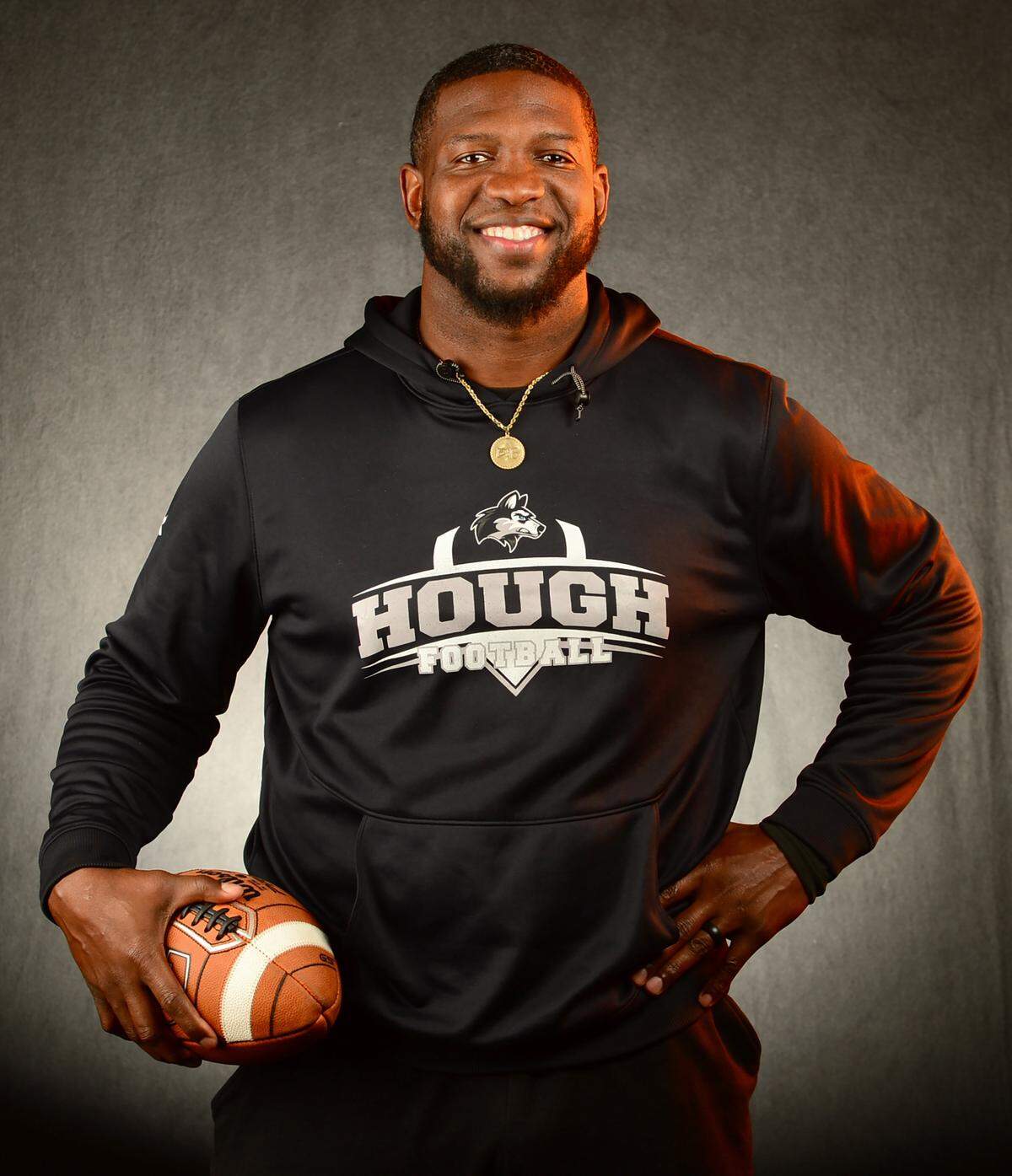 Hough Huskies head coach DeShawn Baker on Tuesday, December 9, 2025.