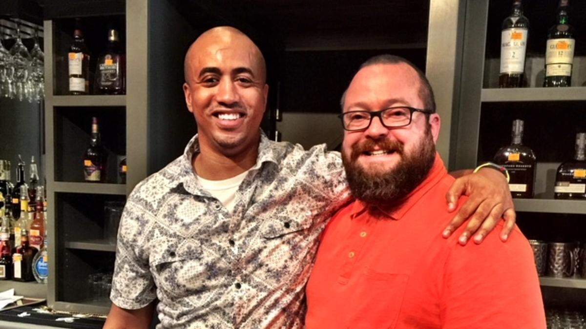 Cory Duran, left, and Bob Peters are both Charlotte natives, so they were both eager to work together in the Queen and Glass.