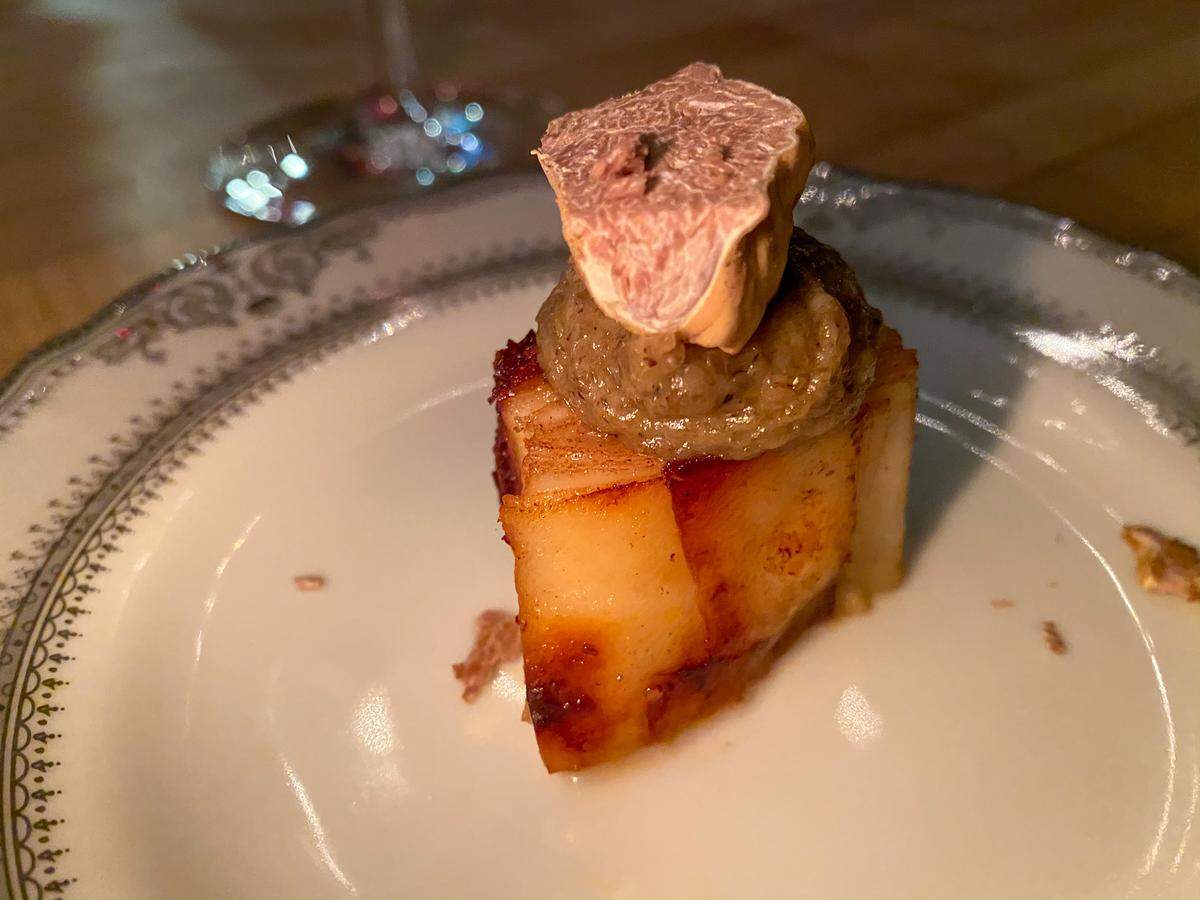 200 Layer Pave, Perigord Emulsion, Alba Truffle Coins at a recent Anomaly pop-up dinner. 