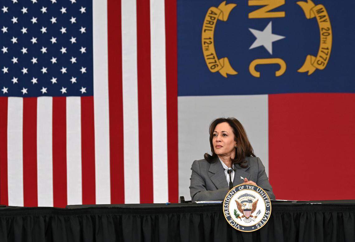 Vice President Kamala Harris at Eastway Middle School on Thursday, January 11.