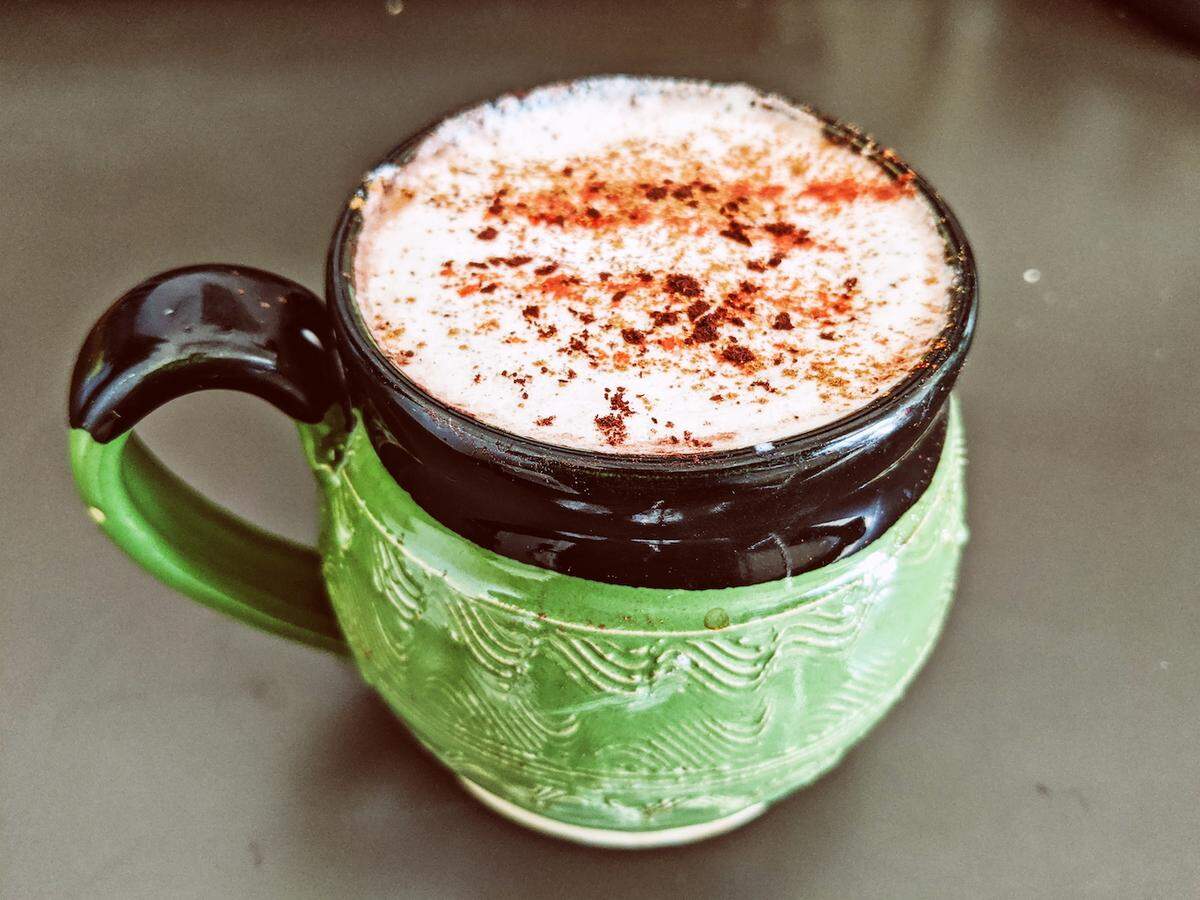 The Mayan Mocha at Crane includes Ghirardelli cocoa powder, Saigon cinnamon, cayenne pepper and milk.