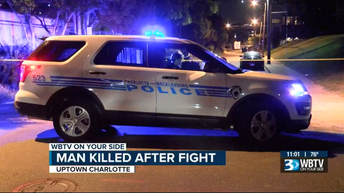 A man stabbed to death in uptown Charlotte Monday night has been identified by police as 58-year-old Mark Daniel Jamison.