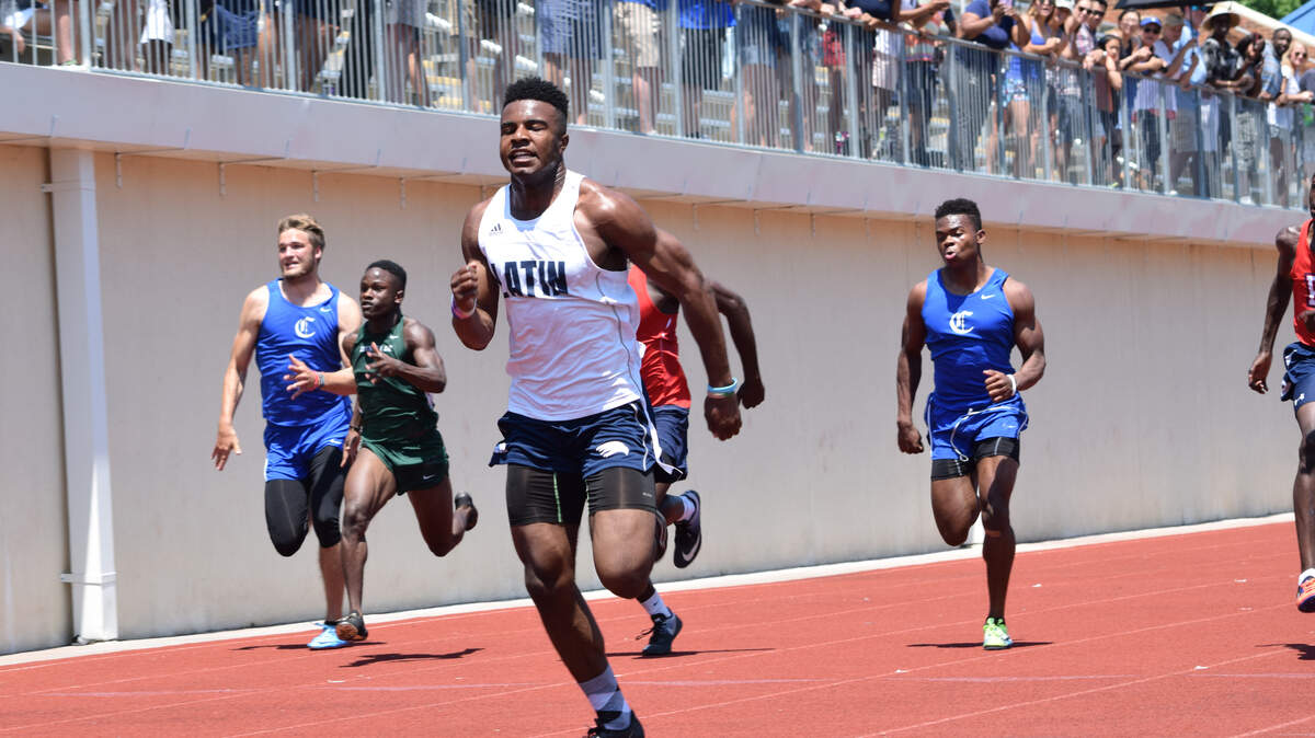 Charlotte Latin's DeMarkes Stradford, who will play football at Harvard, hopes to repeat as a multiple private school state track champion this weekend