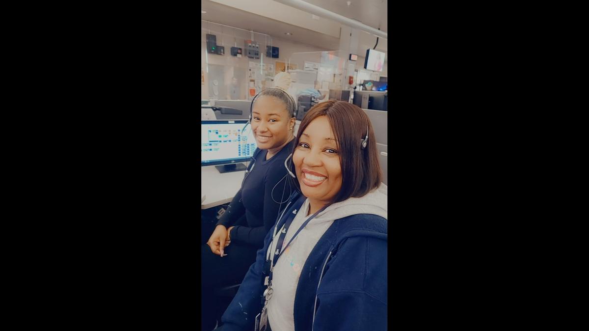 Sayida Thorpe and Aujiena Hicks said they each began working as 911 operators to serve their community. Thorpe joined CMPD as a call operator in 2019 and Hicks, following in her daughter’s footsteps, started in August.