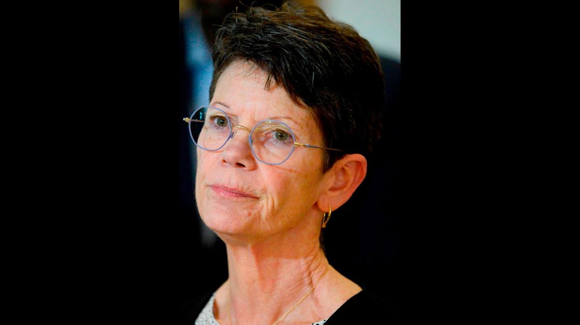 Mecklenburg County Health Director Gibbie Harris listens to a question while giving an update on the spread of coronavirus in the county on March 13, 2020.