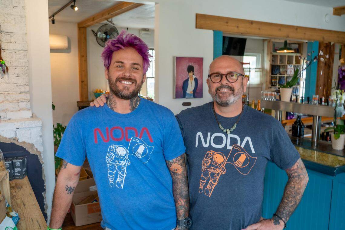 Joey Hewell and Scott Lindsley, along with Dave Holmes (not pictured) are temporarily converting their neighborhood hangout into a local grocer in NoDa, starting this week.