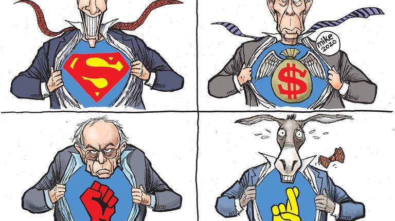 Kevin Siers cartoon: The Democrats suit up after Super Tuesday