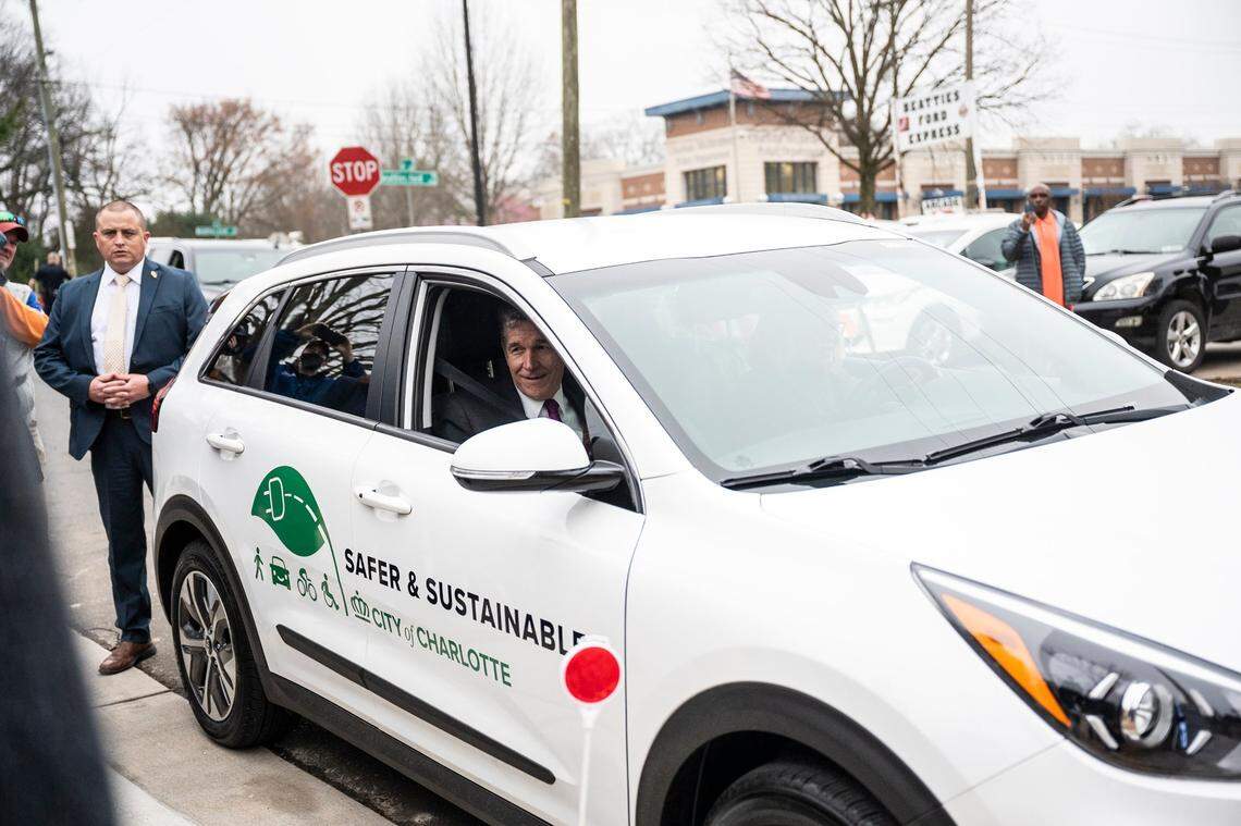 The new PoleVolt charging station in Charlotte uses existing streetlights to provide free curbside charging for electric vehicles.