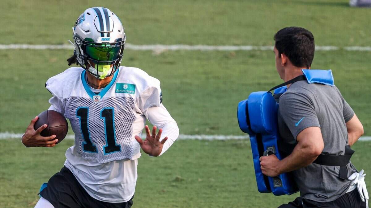 Wide receiver Robby Anderson (11), pictured at Panthers training camp July 31, made the play of the day Monday.