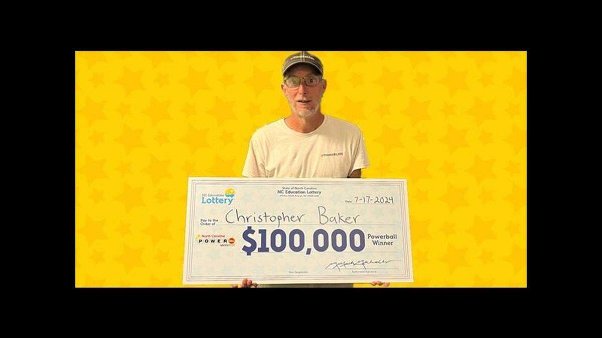 Christopher Baker of Leesburg, Alabama, was working in North Carolina when he bought the ticket.