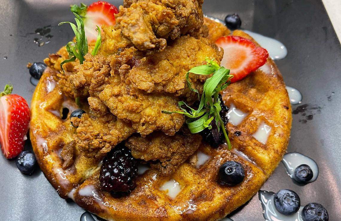 Chicken and Waffles from Luxury Foods Catering.