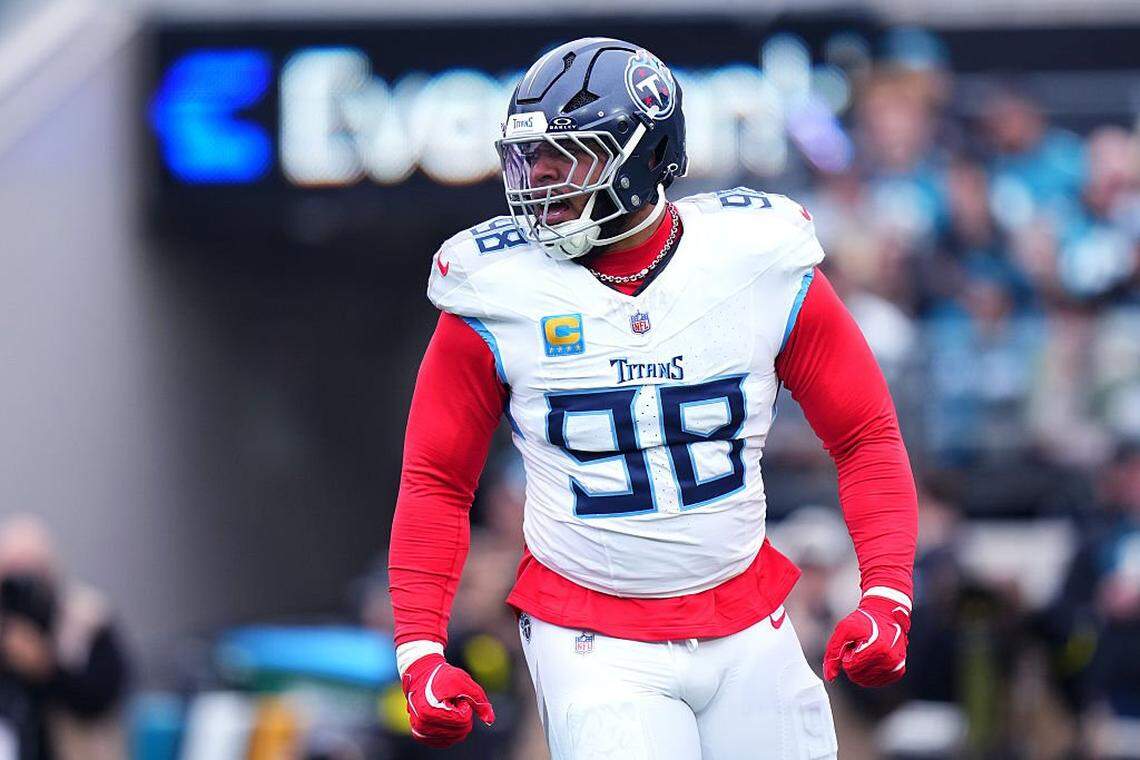 Jeffery Simmons of the Tennessee Titans reacts after a sack against the Jaguars earlier this year.