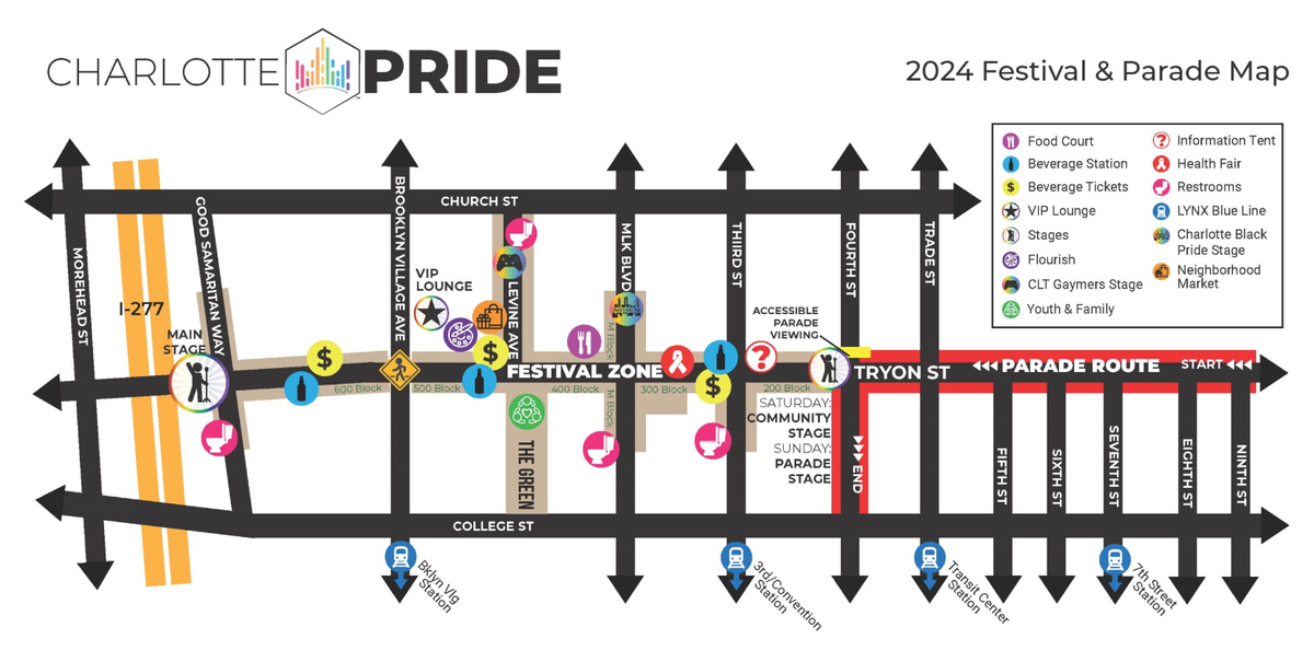 The 2024 Charlotte Pride Festival & Parade will be held Aug. 17-18.