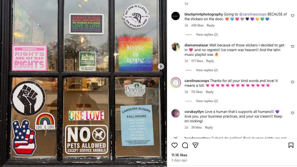 Pineville shop slammed for inclusive door signs. Then the owner responded.