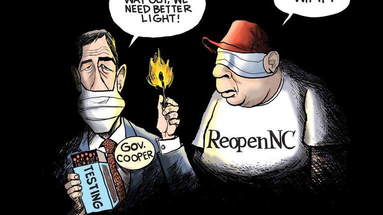 Kevin Siers cartoon: Lightening up the North Carolina shutdown