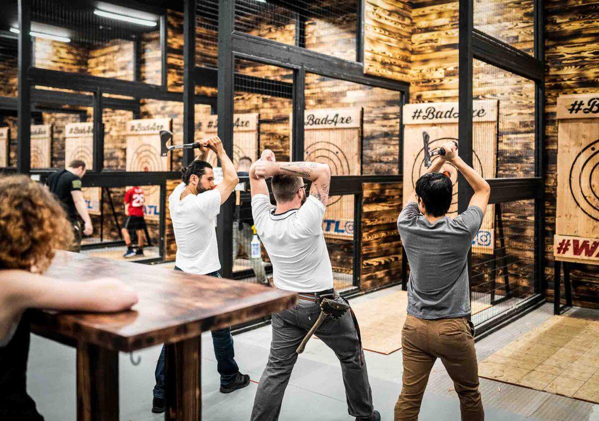Bad Axe Throwing is holding an open house Sept. 11-13. Shown is a photo taken before COVID-19 arrived in Charlotte.