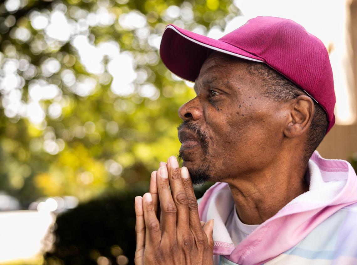 Gregory Miller poses for a portrait in Charlotte, N.C., on Tuesday, June 3, 2025. Miller has been on the waiting list for public housing for five years. He wants the city to address the needs of people like him..