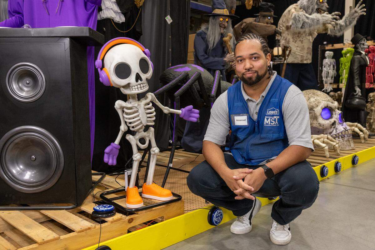 Amanual Coleman of Charlotte designed The Party Skeleton exclusively for Lowe’s. The Halloween decoration is sold at home improvement stores nationwide.