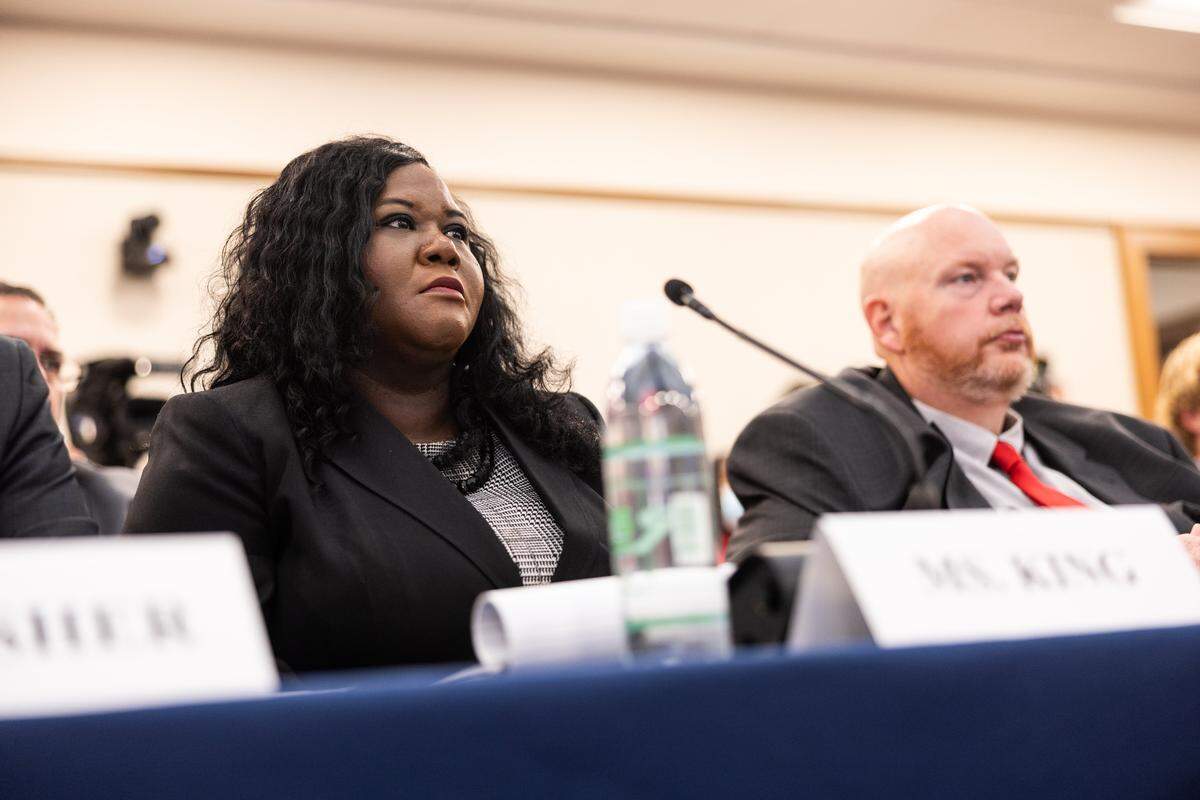 Witness U.S. Attorney Dena J. King speaks during a U.S. House Judiciary subcommittee hearing in Charlotte on crime and public safety in the wake of the light rail stabbing at Charles R. Jonas Federal Building in Charlotte N.C., on Monday, September 29, 2025.