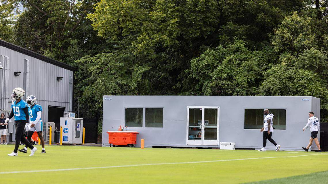The cooling trailer at the Carolina Panthers Training Camp in Charlotte, N.C., on Monday, August 5, 2024.
