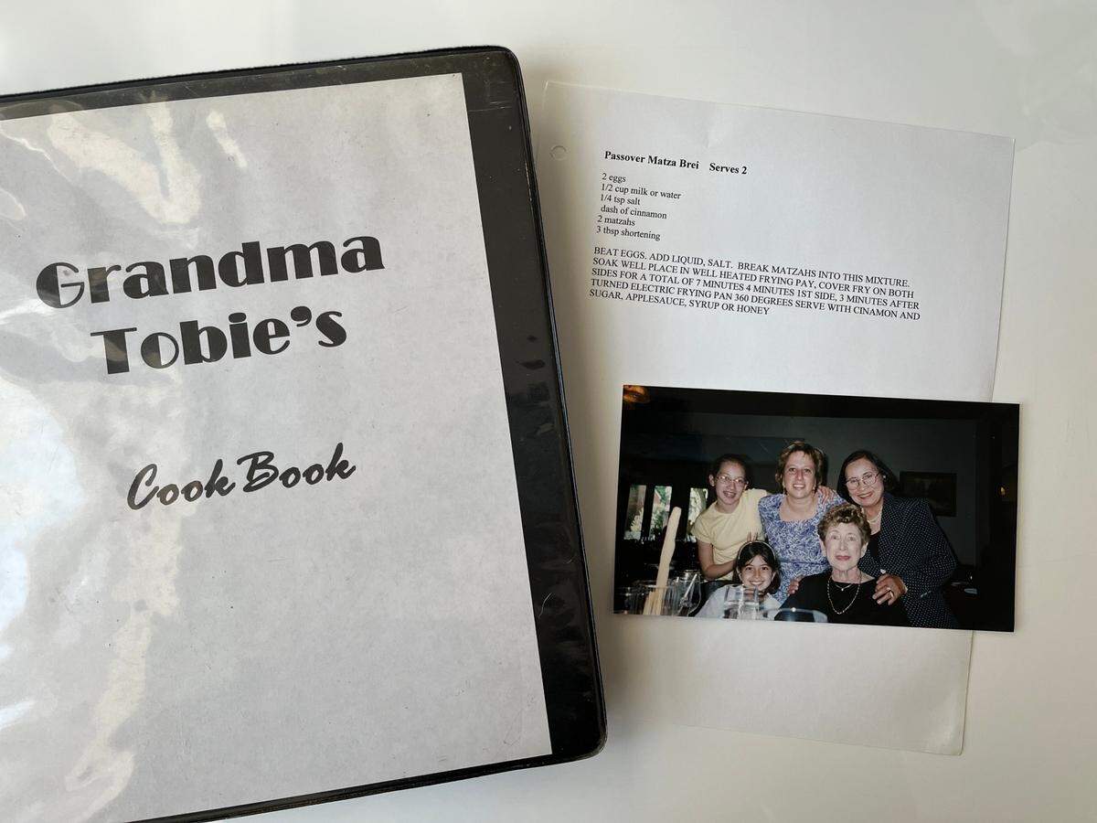 Grandma Tobie’s Matza Brei recipe is tucked away in a family cookbook.