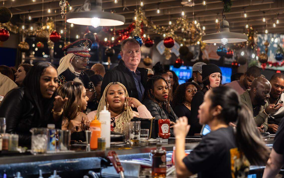 A crowd lines the bar ares during the Tall Tour event at Brewers At 4001 Yancey in Charlotte, N.C., on Saturday, December 6, 2025.