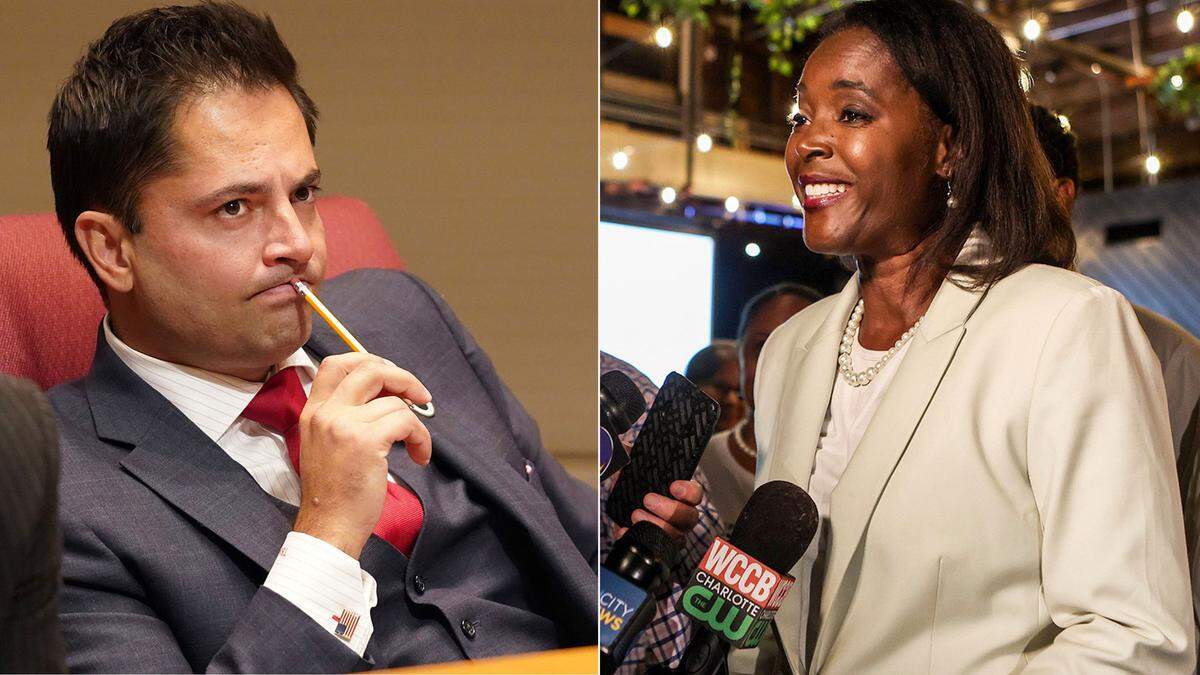 Republican City Council member Tariq Bokhari, left, and Democratic candidate Stephanie Hand, right, pictured in file photos.