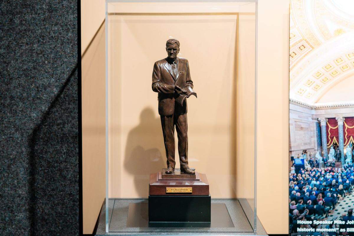 A new permanent feature in “The Journey of Faith” tour at the Billy Graham Library in Charlotte is a section on the Rev. Billy Graham’s statue that’s on display in the U.S. Capitol. The new section includes a replica of the statue.