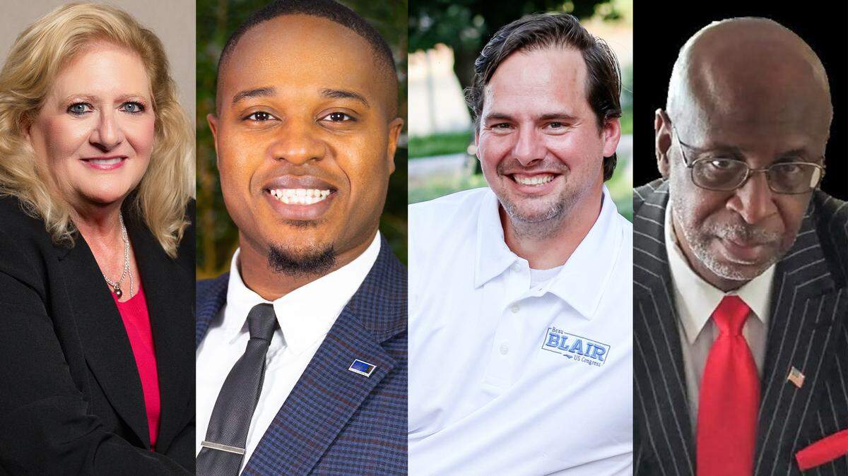 Pictured are Democratic candidates for the 6th Congressional District. From left: Alysa Kassay, Cyril Jefferson, Beau Blair and Keith Davenport.