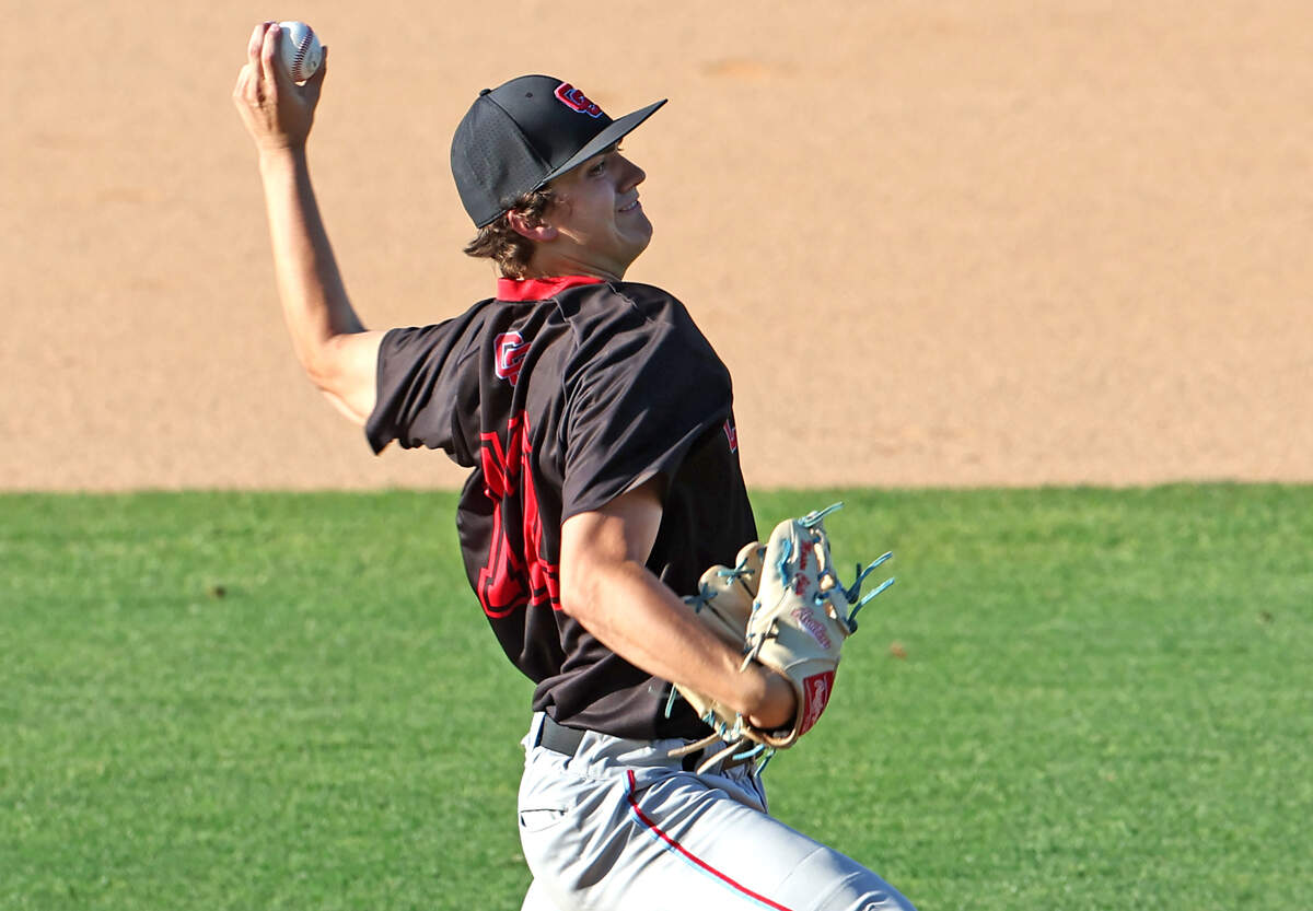 Charlotte Catholic’s pitcher Mason Child pitches to a Providence High batter during action on Thursday, May 2, 2024 in the Southwestern 4A Championship game at Granger High School. Catholic defeated Providence 6-4.
