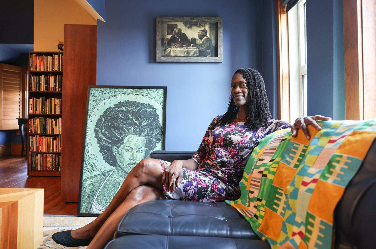 Valerie Kinloch, the president of Johnson C. Smith University, is entering her second year leading her alma mater and is pushing the school into what she calls its “new era of excellence.” She’s pictured here in her office in Charlotte on Tuesday, June 18, 2024.