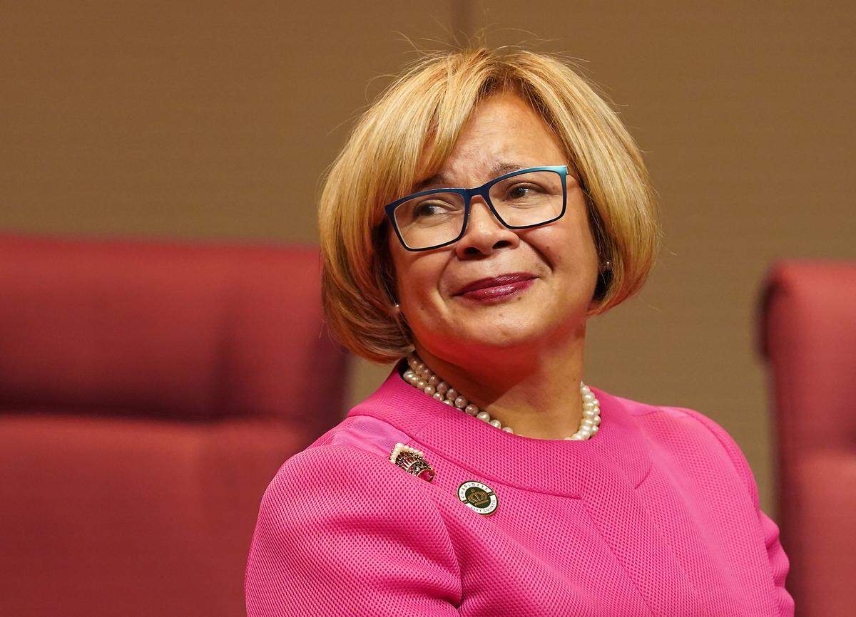 Charlotte Mayor Vi Lyles during the Charlotte City Council swearing in ceremony on Monday, December 2, 2019 at the Charlotte-Mecklenburg Government Center in Charlotte, NC.