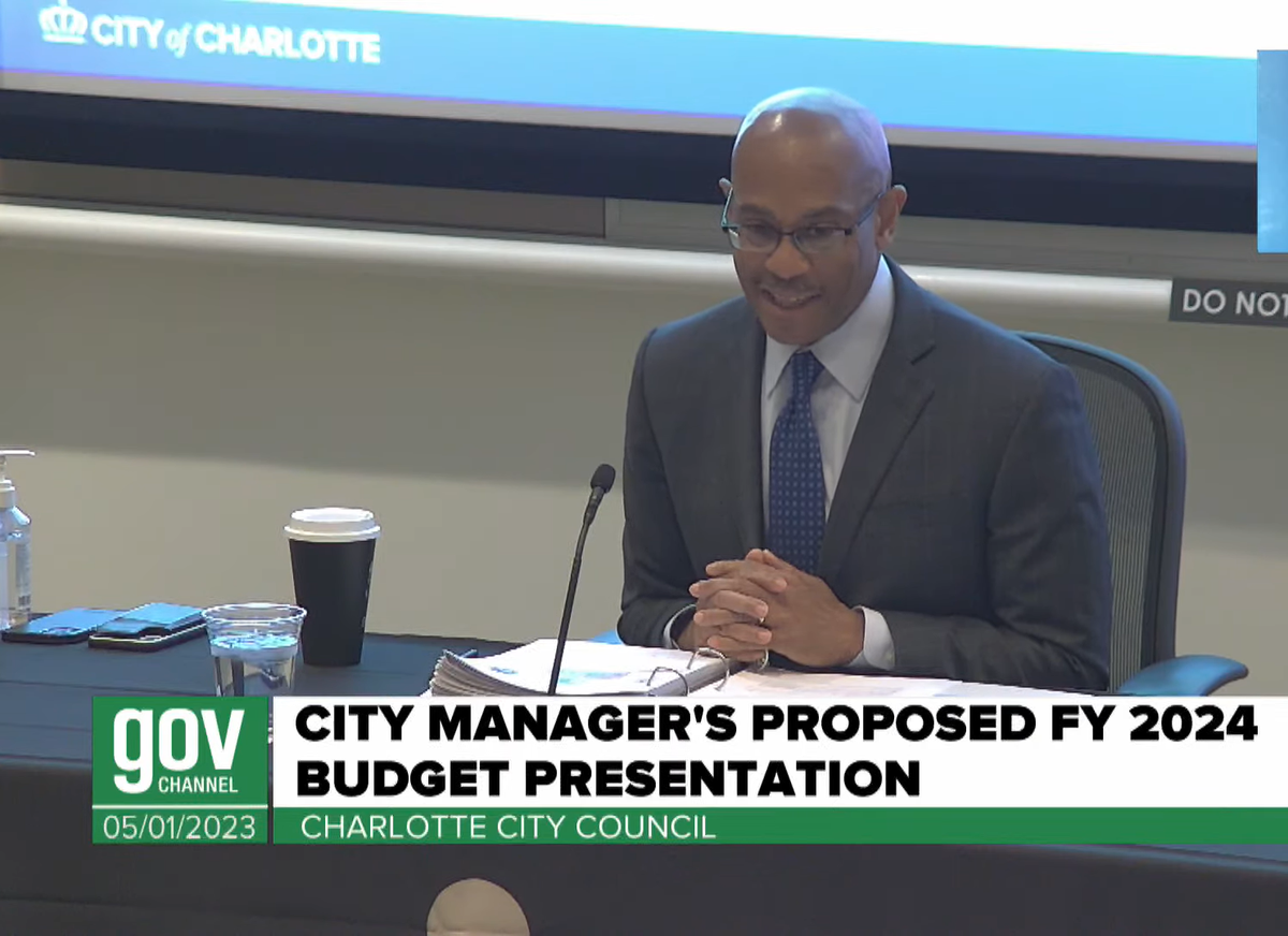 Charlotte City Manager Marcus Jones on Monday presents his proposed 2023-2024 budget to The Charlotte City Council. The next budget year begins July 1, and the city council will decide whether and how to change the proposal before a final vote.