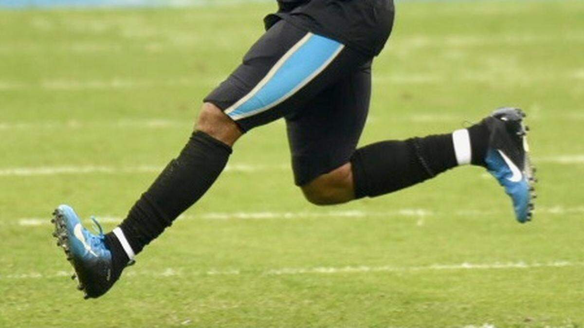 Panthers linebacker Shaq Thompson runs across the field to celebrate with his teammates his knock down of a pass by Detroit quarterback Matthew Stafford during fourth quarter action, Sunday November 22, 2020.