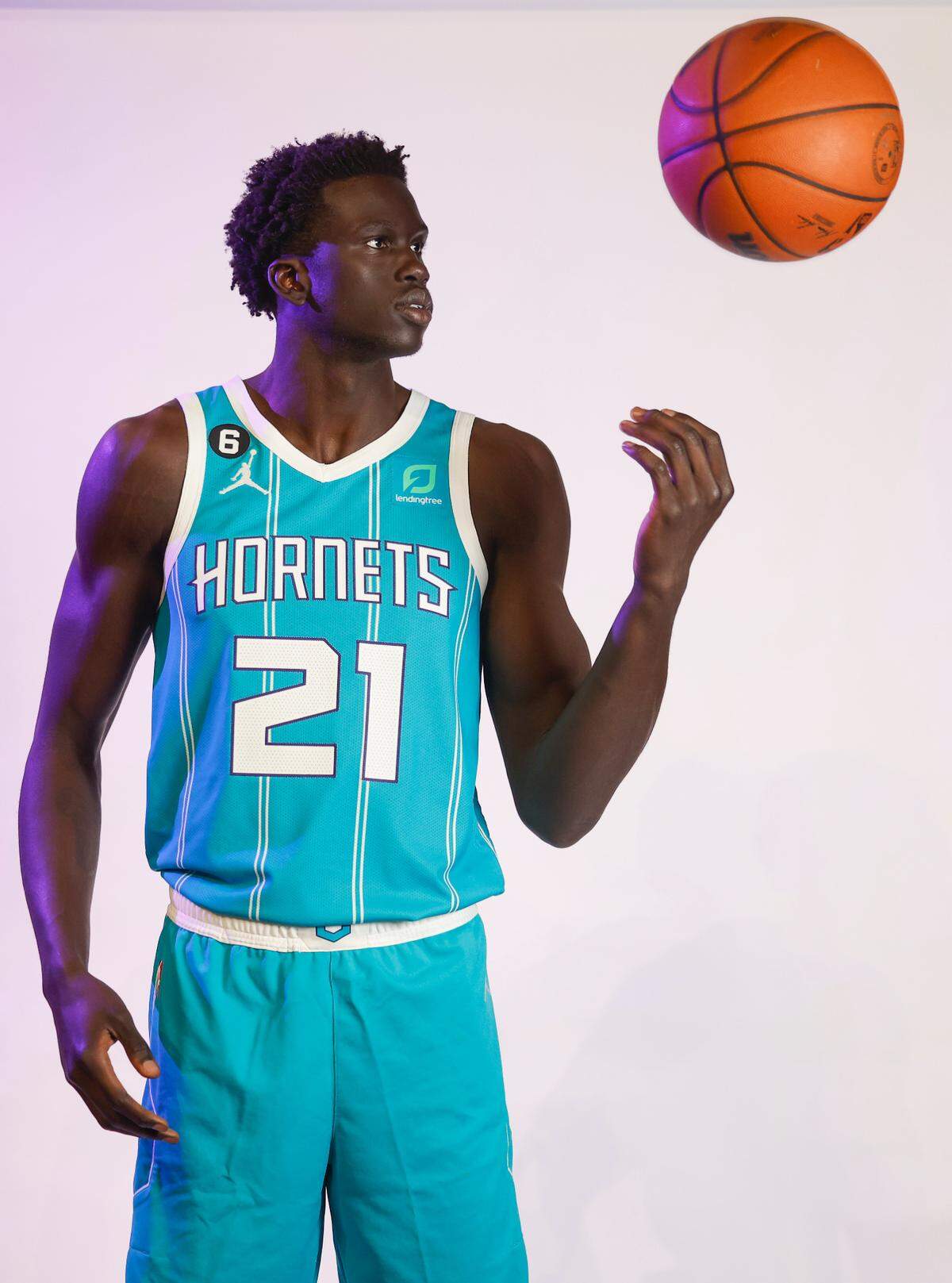Charlotte Hornets forward JT Thor poses for a portrait during media day at Spectrum Center in Charlotte, N.C., Monday, Sept. 26, 2022.